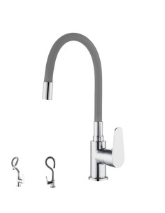 GRIFO MONOMANDO JAVA FREGADERO GOMA FLEXIBLE GRIS