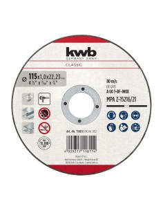 DISCO CORTE INOX/METAL 115X1MM CLASSIC KWB