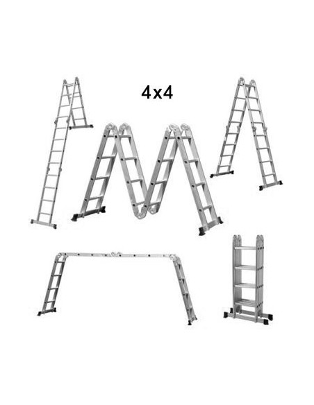 ESCALERA MULTIUSOS ALUMINIO 4+4 C/PLATAF. ALT.MAX:4.20M(NETO )