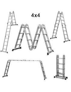ESCALERA MULTIUSOS ALUMINIO 4+4 C/PLATAF. ALT.MAX:4.20M(NETO ) 2