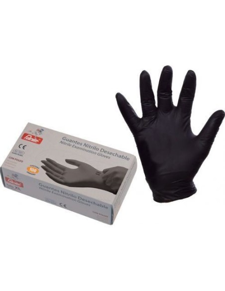 GUANTE NITRILO DESECHABLE NEGRO TALLA-XL(CAJA-100U)