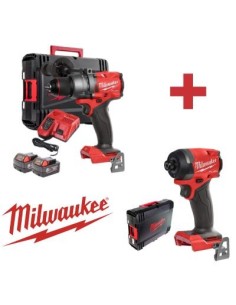 KIT MILWAUKEE M18 (TA414 + AT49) TALADRO PERCUTOR FPD3 158NM + 2 BATERIAS 18V 5AH + CARGADOR + ATORNILLADOR IMPACTO 1/4(NETO) 2