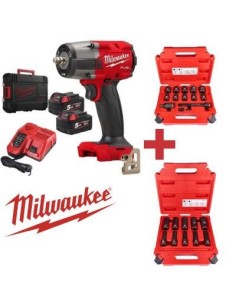 KIT LLAVE IMPACTO MILWAUKEE 1/2 (881NM) + JUEGO DE VASOS