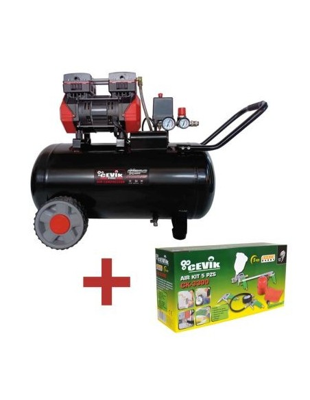COMPRESOR(CO871+KI02) SEMISILENCIOSO CEVICK 50L 230L/MIN + KIT 5 PIEZAS(NETO)