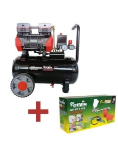 COMPRESOR SEMISILENCIOSO CEVICK 25L 230L/MIN SIN MANTENIMIENTO + KIT 5 PIEZAS(NETO) 2