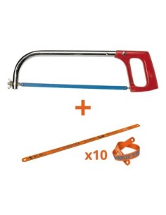 KIT(HO33X10 + AR180)10 HOJA SIERRA BIMETAL BAHCO + ARCO SIERRA MANGO METALICO 2