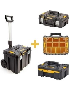 KIT ORDENACION DEWALT (BA745 + CA809 + MA1132 + OR14) BAUL CON RUEDAS TSTAK+CAJONERA 6 CAJONES + MALETA MULTIUSOS + ORGANIZADOR 2