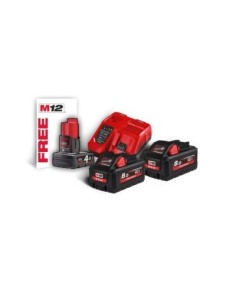 KIT 2 BATERÍAS M18HB8 + CARGADOR RÁPIDO M12-18FC. INCLUYE BATERÍA M12B4 DE REGALO(NETO) 2