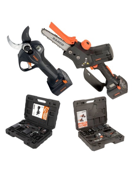 KIT BAHCO TIJERA PODA Y MOTOSIERRA BATERÍA - Bricoex