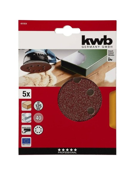 BLISTER 5 DISCOS ABRASIVOS 8 AGU    Ø 125 MM  GR SURTIDO    SISTEM QUICK-STOCK