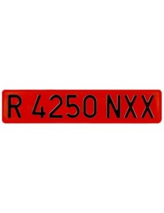 PLACA MATRICULA SAMART ACRILICA REMOLQUE ROJA 520X110
