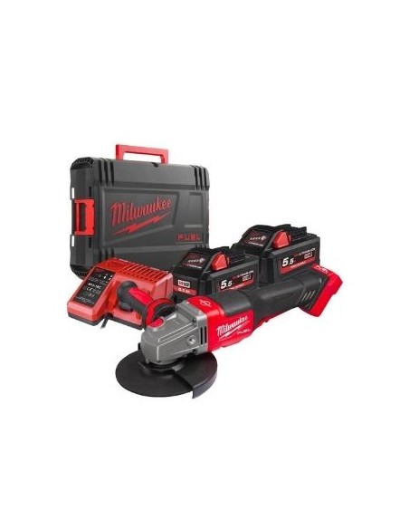AMOLADORA MILWAUKEE M18 + 2BAT 5,0AH + CARGADOR + MALETIN(NETO)