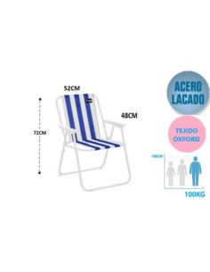 SILLA CAMPIN PLEGABLE ECONOMICA RAYAS AZUL/BLANCO(NETO)