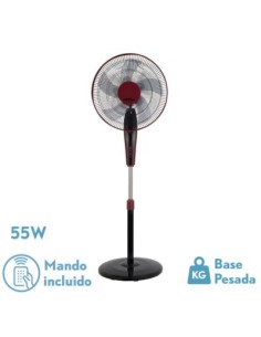 VENTILADOR DE PIE BORLON NEGRO/BURDEOS 3 VEL.55W(NETO)