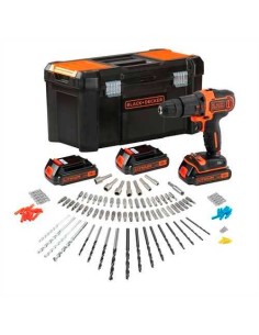 TALADRO PERCUTOR BLACK&DECKER 18V 3 BATERIAS 1.5AH, 120 ACCESORIOS BDCHD181B3A-QW -NETO