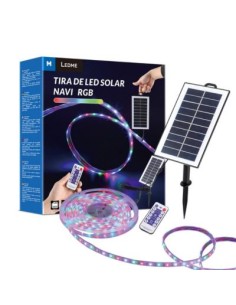 TIRA LED SOLAR RGB SENSOR CREPUSCULAR Y MANDO 5M CON PLACA.