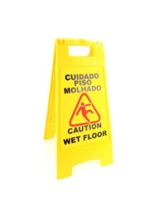 CARTEL SEÑAL SUELO RESBALADIZO AMARILLO PRECAUCION SUELO MOJADO