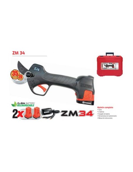 ZANON ZM34 TIJERA PODA 2 BAT. 2,5 Ah - 14,4 V HASTA 35 mm