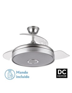 VENTILADOR TECHO EXTENSIBLE PLATA 6 VELOCIDADES C/ALTAVOZ Y RECEPCION BLUETOOTH 108CM 3 ASPAS C/MANDO Y TEMPORIZADOR(NETO)