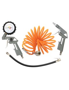 JUEGO COMPRESOR PISTOLA + MANOMETRO + MANGUERA