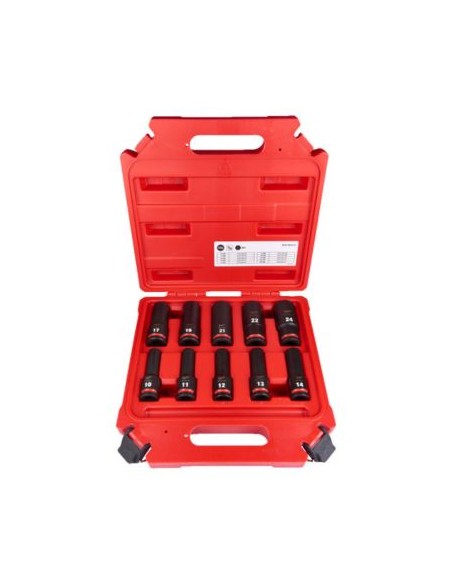 JUEGO DE 10 VASOS DE IMPACTO 1/2 LARGOS MILWAUKEE(10,11,12,13,14,17,19,21,22 Y 24)