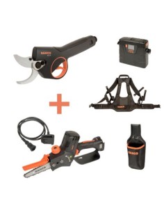 TIJERA PODA BAHCO BATERIA 43.2V 6.8AH HASTA-45MM 1020GR ARNES Y FUNDA INCLUIDO + MOTOSIERRA SIN BATERIA NI CARGADOR ESPADA 178MM