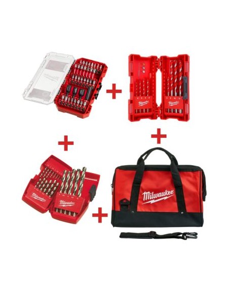 KIT MILWAUKEE (ESMI2 + ESMI7 + ESMI8 + BO420) 35 PUNTAS IMPACTO + 19 BROCAS METAL + 8 BROCAS PARED + BOLSA TRANSPORTE(NETO)