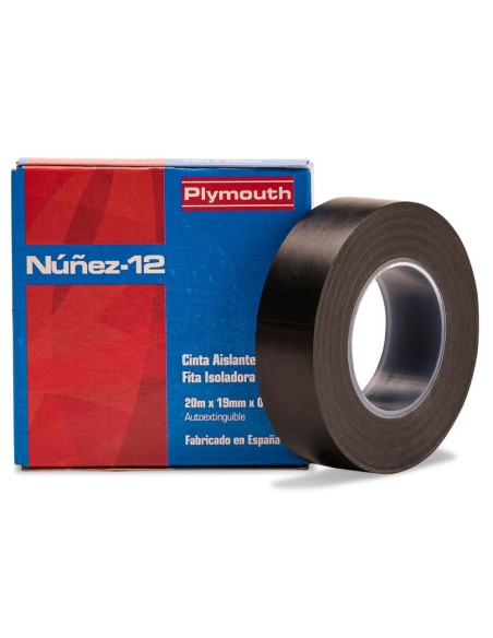 CINTA AISLANTE HOMOLOGADA NUÑEZ 20MX19MM EJE PVC NEGRA