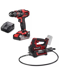 KIT EINHELL (TAEI25+ENEI3) TALADRO SIN CABLE  PERCUTOR  TE-CD 18/44 Li-i (1x2,5Ah) + ENGRASADORA PROFESIONAL EINHELL TP-GR 18/6