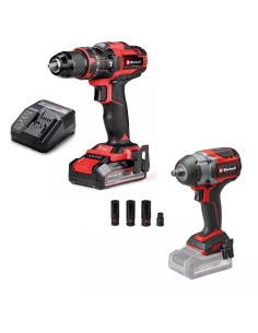KIT EINHELL (TAEI25+LLEI3)  TALADRO SIN CABLE  PERCUTOR  TE-CD 18/44 Li-i (1x2,5Ah) + LLAVE DE IMPACTO Brushless TP-CW 18/750-C