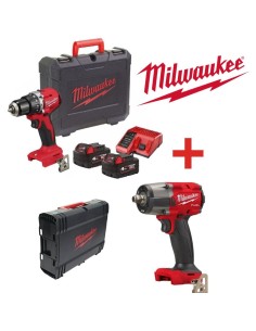 KIT MILWAUKEE M18 (TAMI3 + LL562) TALADRO PERCUTOR CBLPD 60NM + 2 BATERIAS 18V 4AH + CARGADOR + LLAVE IMPACTO 1/2 (881NM)(NETO) 2