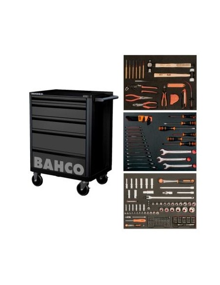 CARRO HERRAMIENTAS BAHCO NEGRO 6 CAJONES CON 206 HERRAMIENTAS(NETO)
