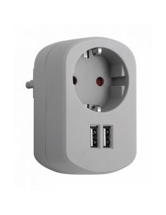 ADAP.COMBI 1 TOMA 16 A + 2 USB 2.1A DE CARGA GRIS CENIZA 2
